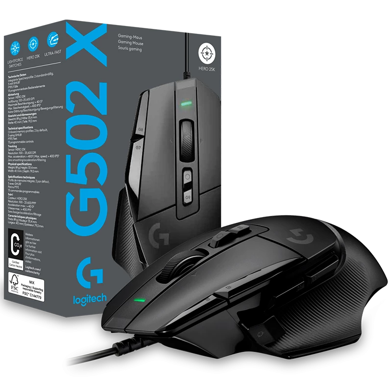 Product_20221226100533584562464.g502X-bOX-ALAM MOUSE ALAMBRICO GAMER LOGITECH G502X NEGRO - Imagen 1