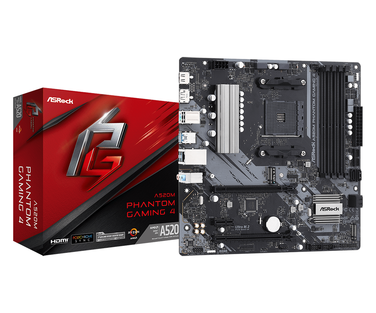 A520M Phantom Gaming 4(L1) BOARD ASROCK A520M PHANTOM GAMING 4 - Imagen 1