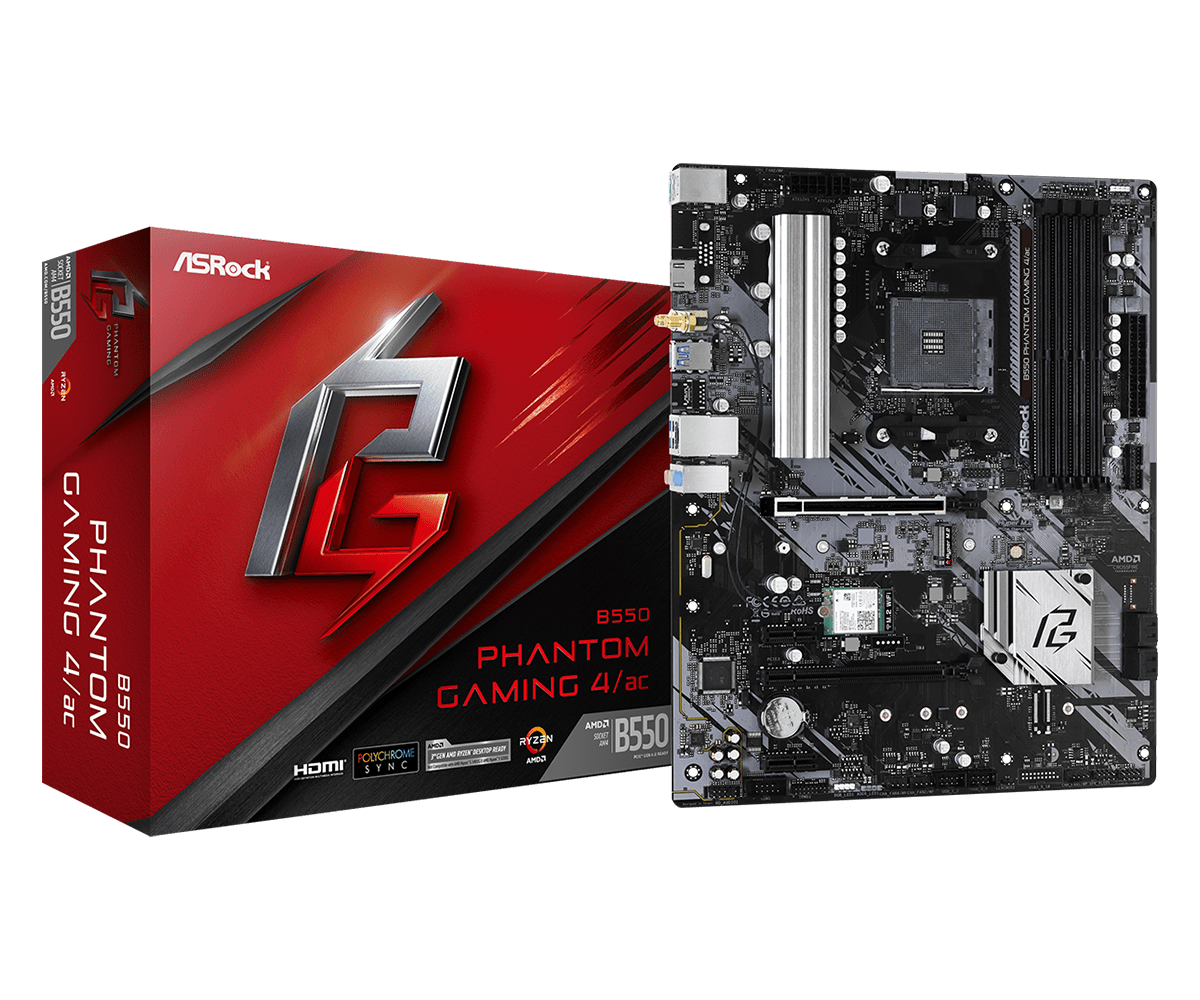 B550 Phantom Gaming 4ac(L1) BOARD ASROCK B550 PHANTOM GAMING 4 AC AM4 - Imagen 1