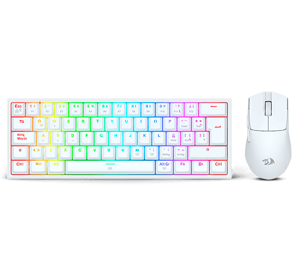 COMBO 2en1 RGB TECLADO + MOUSE REDRAGON BLANCO (S143)