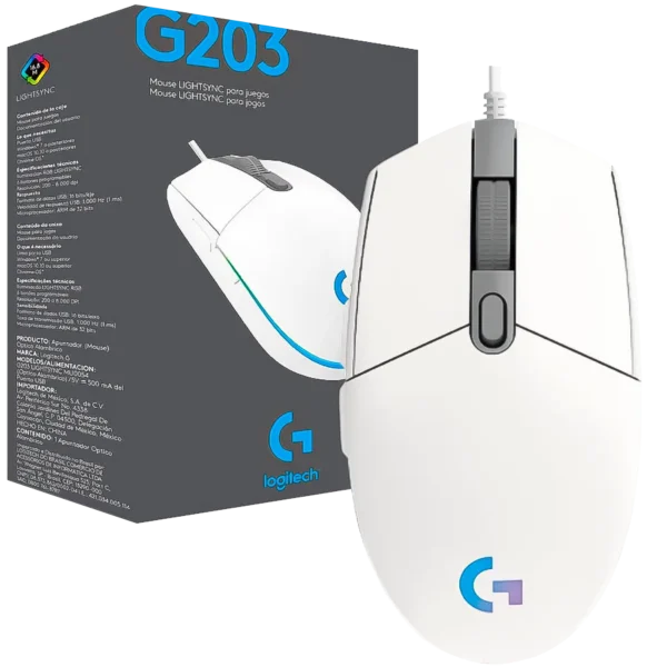 MOUSE LOGITECH LIGHTSYNC RGB (G203) BLANCO
