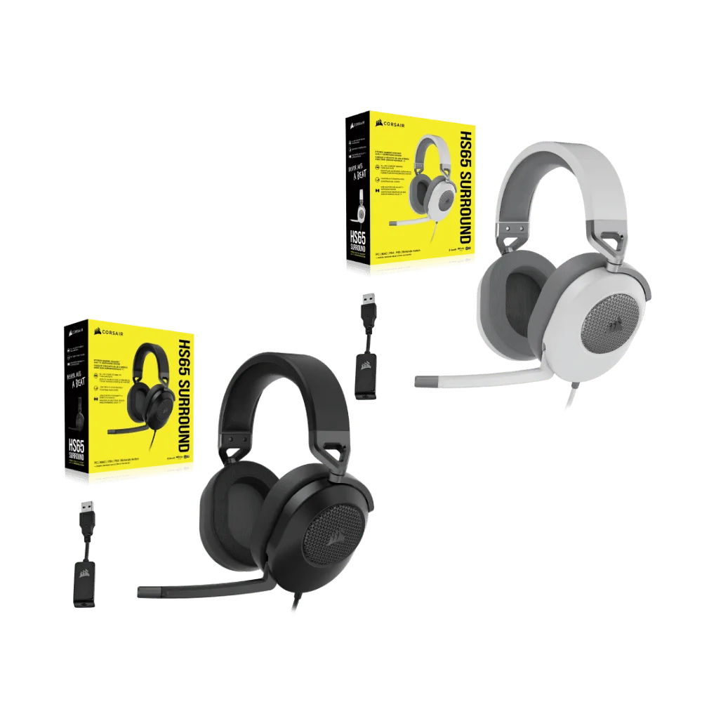 Diadema-Gamer-Corsair-HS65-SURROUND-3.5mm-1 DIADEMA CORSAIR HS65 WIRELESS V2 NEGRO Y BLANCO - Imagen 1