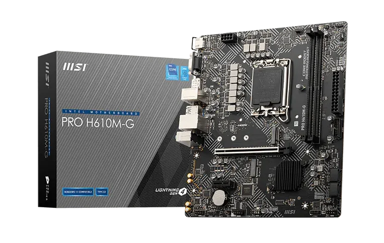 product_16830131654b4cae5b8e4cb60b0040ada5a7bd3085 BOARD MSI PRO H610M-G DDR5 - Imagen 1