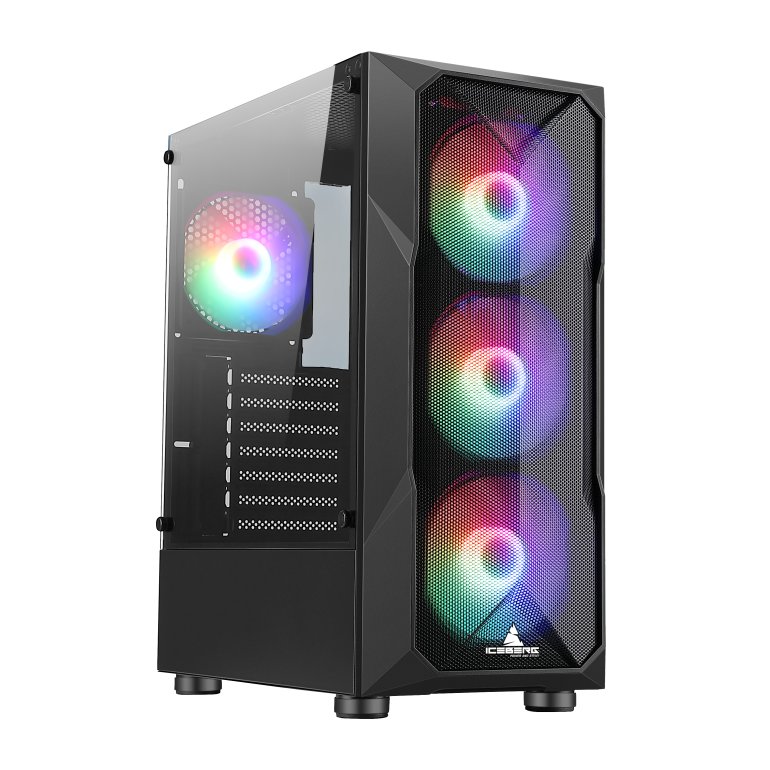 flow-gs-01 CHASIS MID-TOWER ICEBERG FLOW GS NEGRO - Imagen 1