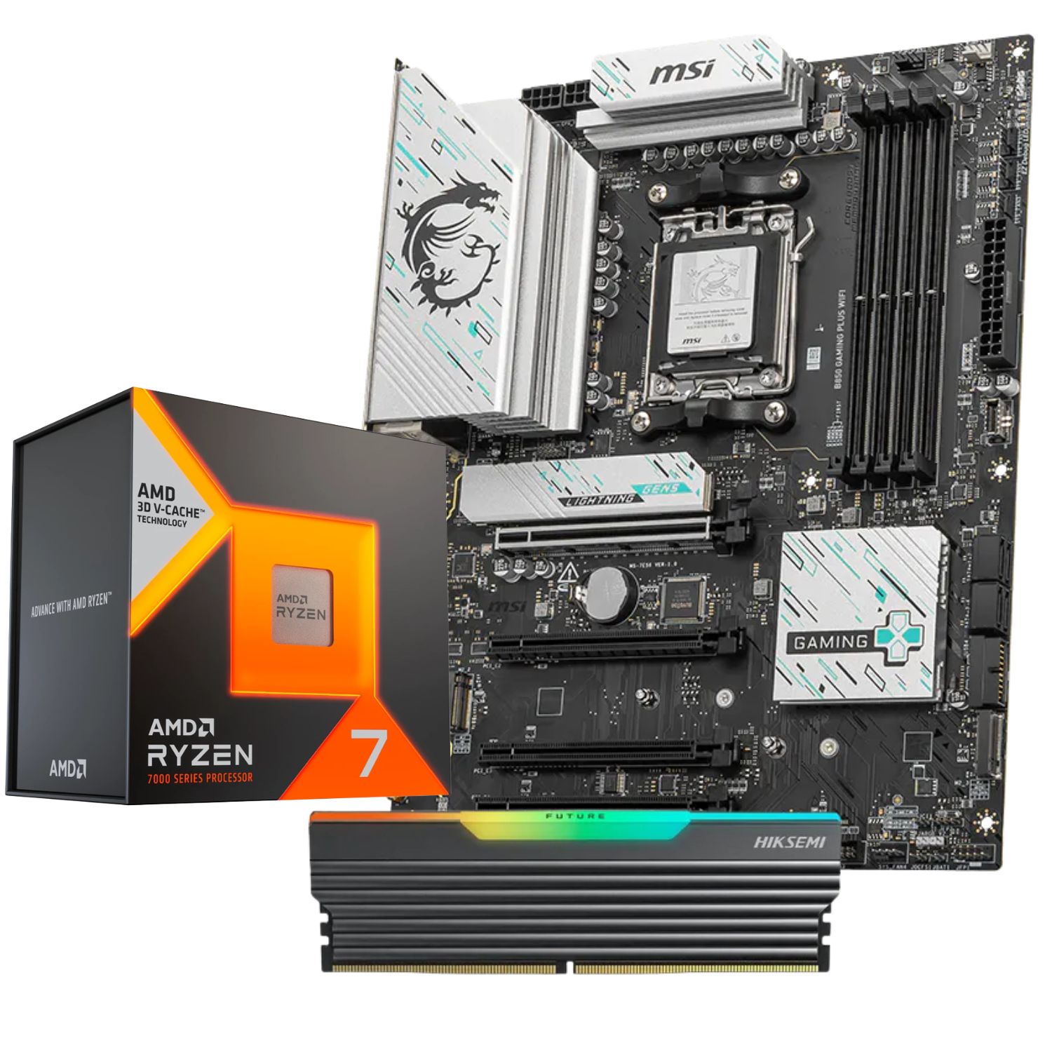 Diseño sin título COMBO BOARD MSI B850 + RYZEN 7 7800X3D + RAM 16GB 6000MHZ HIKSEMI RGB - Imagen 1