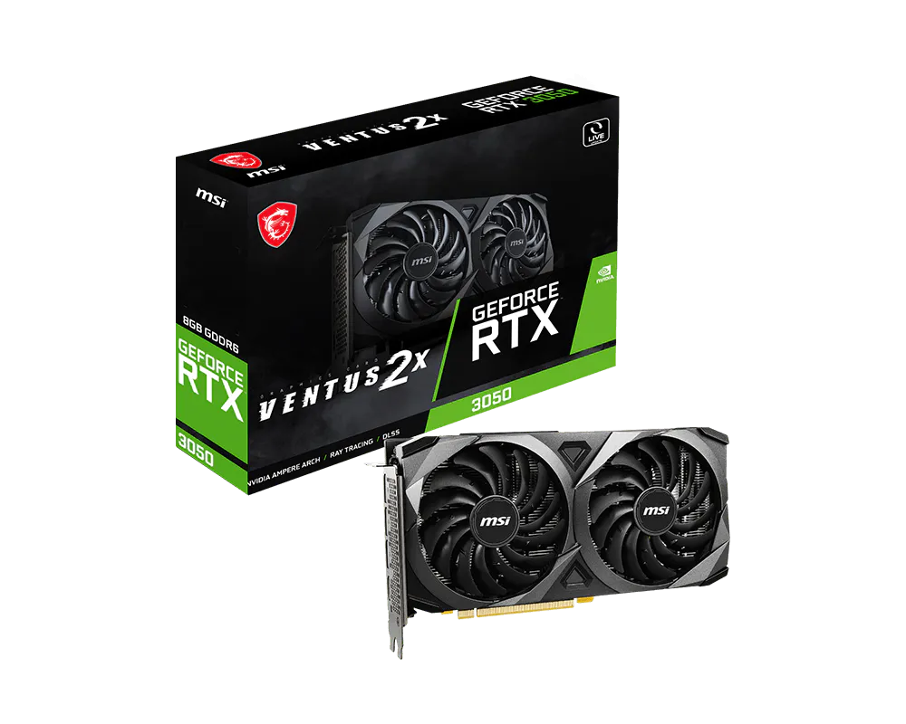 product_16413498453f87fe34faf3e654e40e8ef27196a622 TARJETA DE VIDEO MSI VENTUS 2X RTX 3050 8GB (USADA) - Imagen 1
