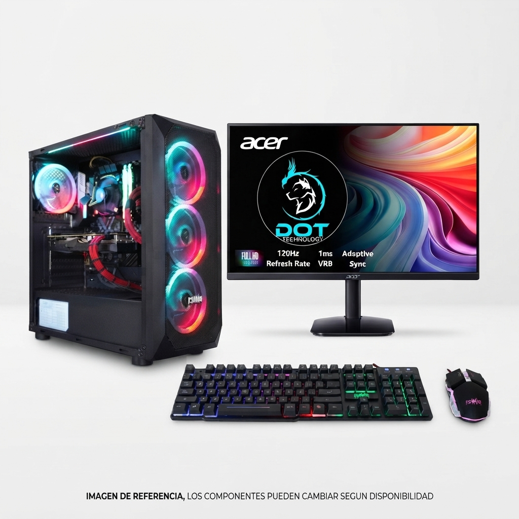4ccde04c-8db9-4655-bcab-16e0a9ccd397 COMPUTADOR DE MESA GAMER DOT RYZEN 5 5600XT + RADEON 9060XT 8GB + 16GB + SSD 512 - Imagen 1