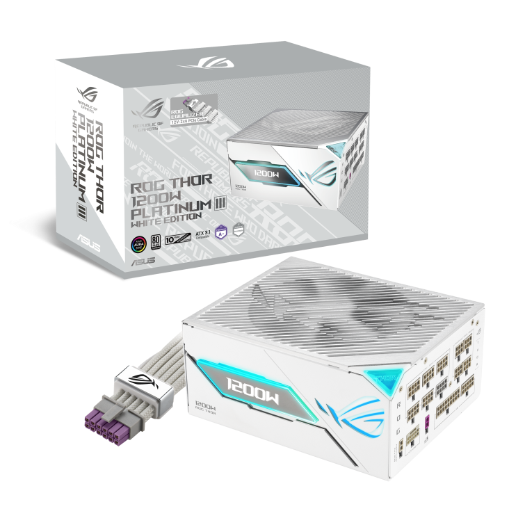 h732 FUENTE ASUS ROG THOR 1200P3 1200W 80 PLUS PLATINO WHITE GAMING (FULL MODULAR) - Imagen 1