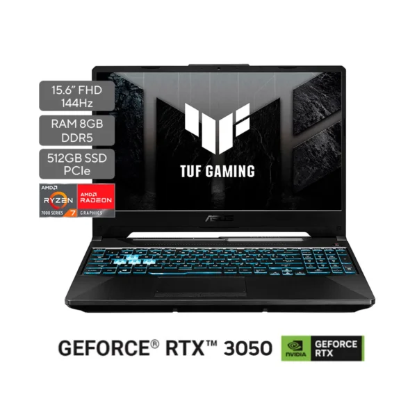 PORTATIL GAMER ASUS TUF (FA506NCG-HN204)  15.6" RYZEN 7 / RTX 3050 4GB / 8GB DDR5