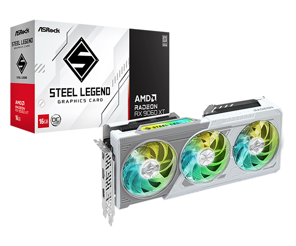 Radeon RX 9060 XT Steel Legend 16GB OC(M1) TARJETA DE VIDEO RX 9060 XT 16GB GDDR7 ASROCK STEEL LEGEND - Imagen 1